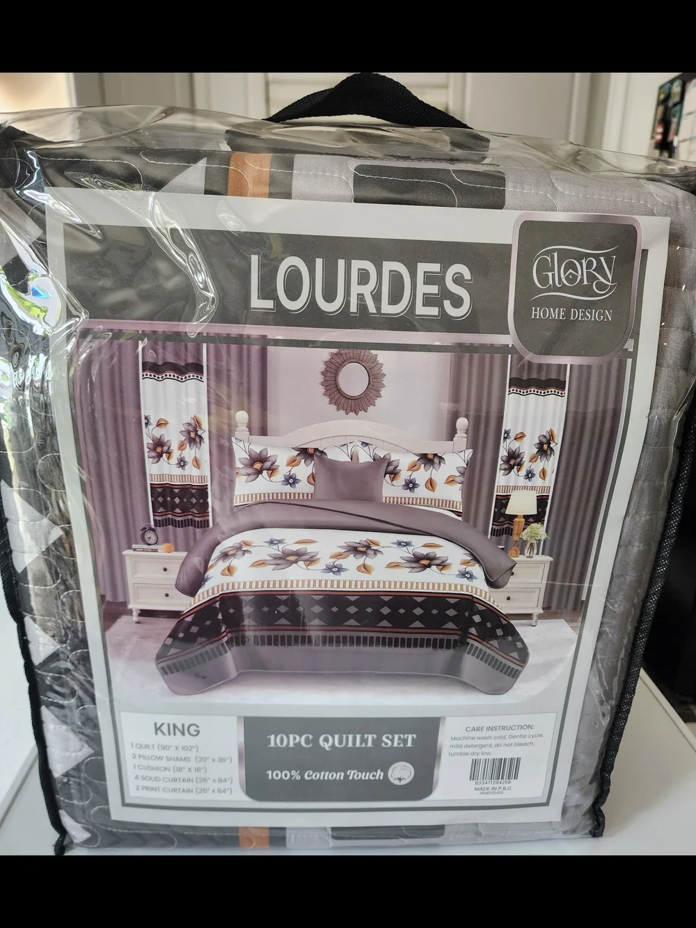 Lourdes King 10pc Quilt Set - Floral